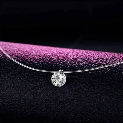 1ct Moissanite diamante S925 argento sterling invisibile trasparente lenza clavicola collana a catena gioielli da donna PlatiNum