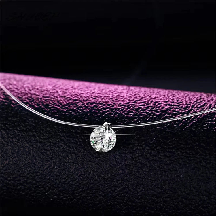 1ct Moissanite diamante S925 argento sterling invisibile trasparente lenza clavicola collana a catena gioielli da donna PlatiNum