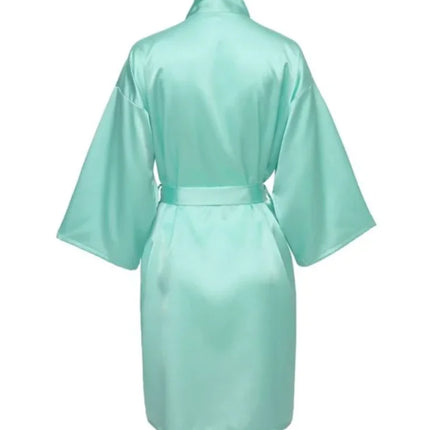 Vestaglia da notte in raso solido, elegante vestaglia da casa con scollo a V a mezza manica e cintura, pigiama da donna