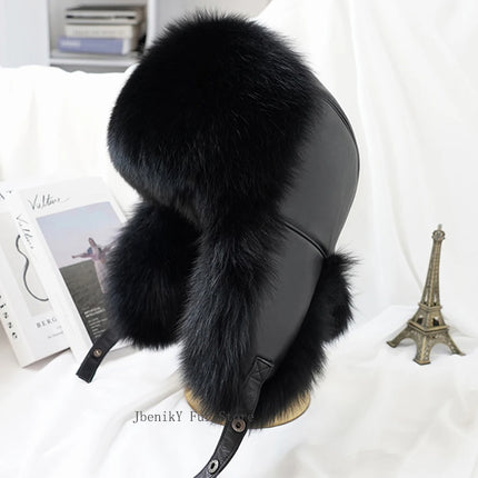 2026 Cap 100% Raccoon Dog Full Fur Fox Fur Hat Men's Fur Ear Protection Winter Thickened and Warm Russian Hat Men's Trend