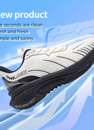 ONEMIX Nuove scarpe da corsa ammortizzanti per uomo Runner pesanti adatti Stringate Sport Donna Scarpe da ginnastica da uomo atletiche all'aperto antiscivolo PlatiNum