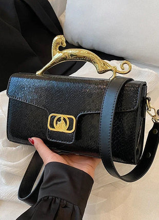 New Ladies Metal Buckle Simple Fashion Shoulder Bag Party Commuting Bag Women Luxury Brand Design PU Leather Bag PlatiNum