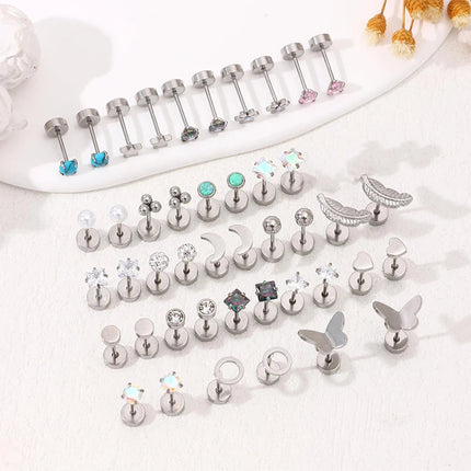 2 pz/set In Acciaio Inox Cuore Luna Earbone Della Vite Della Vite Della Sfera Orecchini con perno per Le Donne di Modo Dell'orecchio Trago Cartilagine Body Piercing platinumshop