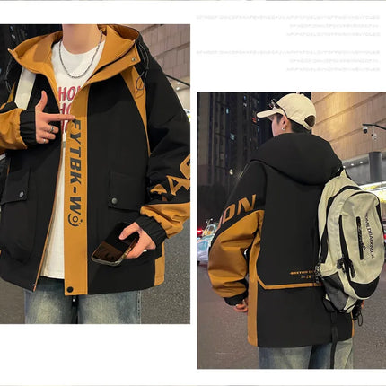 Fashion 2026 Spring Autumn Men's Casual Hooded Jackets Youth High Quality Streetwear Loose Coat Outdoor Windbreaker Top Clothing