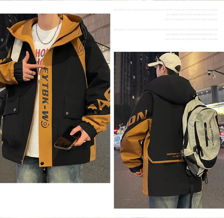 Fashion 2026 Spring Autumn Men's Casual Hooded Jackets Youth High Quality Streetwear Loose Coat Outdoor Windbreaker Top Clothing