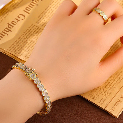 Set di Bracciale e Anello ZAKOL Hip Hop con Charm a Cuore in Zirconia Cubica per Uomo e Donna, Regalo di San Valentino per Coppie platinumshop