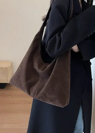 Women Suede Shoulder Bag with Zipper Hobo Bags Large Capacity Handbag Slouchy Bag Commuter Travel Bag Purses and Handbags PlatiNum