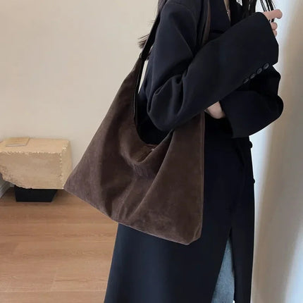 Women Suede Shoulder Bag with Zipper Hobo Bags Large Capacity Handbag Slouchy Bag Commuter Travel Bag Purses and Handbags PlatiNum