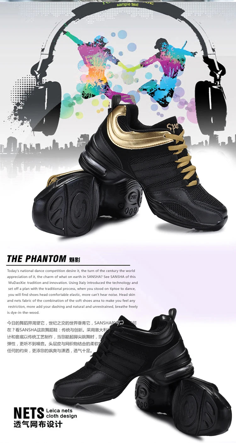 New Soft Outsole Breath Dance Shoes Women Sports Feature Dance Sneakers Jazz Hip Hop Shoes Woman Dancing Shoes Ladies Sneakers
