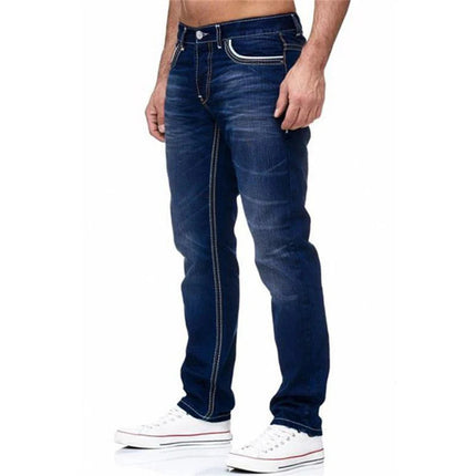 Straight Jeans Men Washed no hole Jean Spring Summer Boyfriend Jeans Streetwear Loose Cacual Designer Long Denim Pants Trousers PlatiNum