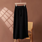 Women's 100% Cashmere Elastic Waist Mid-Length Midi Skirt Autumn Winter Casual Versatile Knitwear Bottoms Casual Fashion Skirt PlatiNum