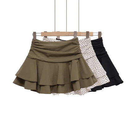 ETJ 2025 Sommer Damen Neue Mode Sexy Hot Girl Stil Rüschen gestapelt Dekoration Rock Hose Kurze Mid-Waist