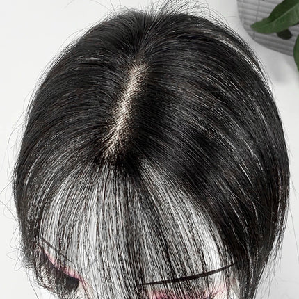 No Clip-in Real Human Hair Topper Weightless Black Air Bangs Cover Sparse Hair Seams Patches 2x9cm #3 Net Human Hair Pieces