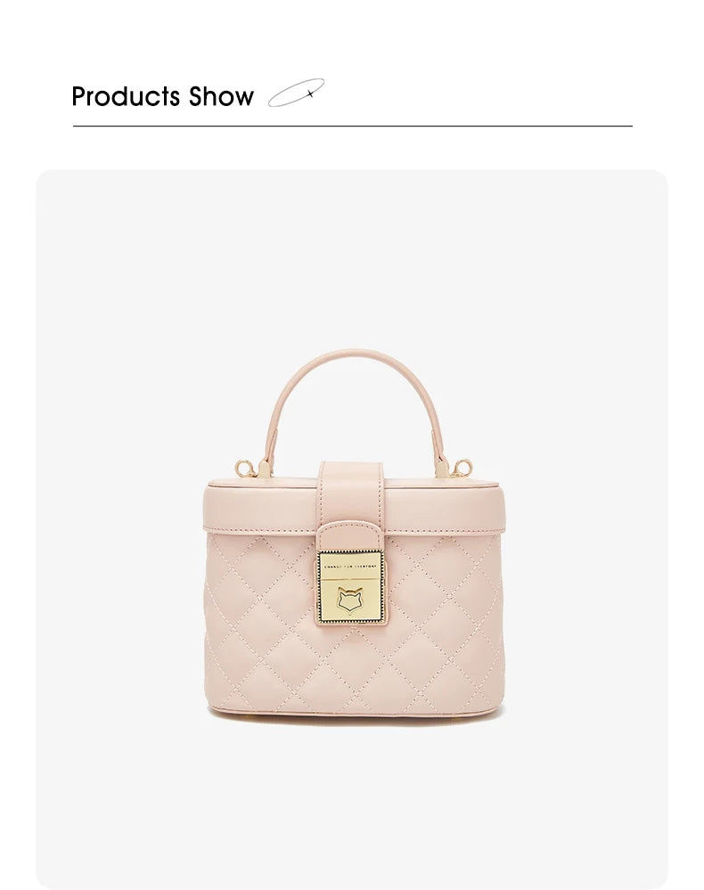 FOXER Split Leather Women's Box Mini Handbag Fashion Brand Crossbody Shoulder Bag Lady Messenger Bag Elegant Small Tote