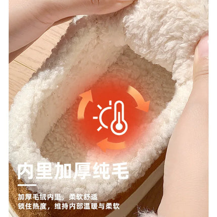 Indoor Warm Cotton Slippers For Women Winter Platform Shoes Soft Plush Thick Sole Girls Home Floor Daily Walking Fluffy Shoes