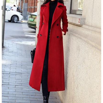 Women‘s Coat Winter Korean Fashion Long Coated Thickened Woolen Winter Coat for Women Black Coat Harajuku