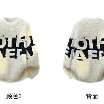 2026 Winter Fashion Sweater Men Casual Knit Pullovers Mens Thick Warm letter pattern Sweaters Men's Daily Warm sweaters male