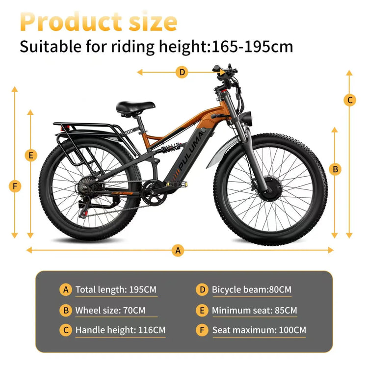 PULUMA PE86pro Bicicletta Elettrica 48V20Ah 1000W, Bici Elettrica da Città con Freni Idraulici, Doppio Motore, Mountain Bike Fuoristrada