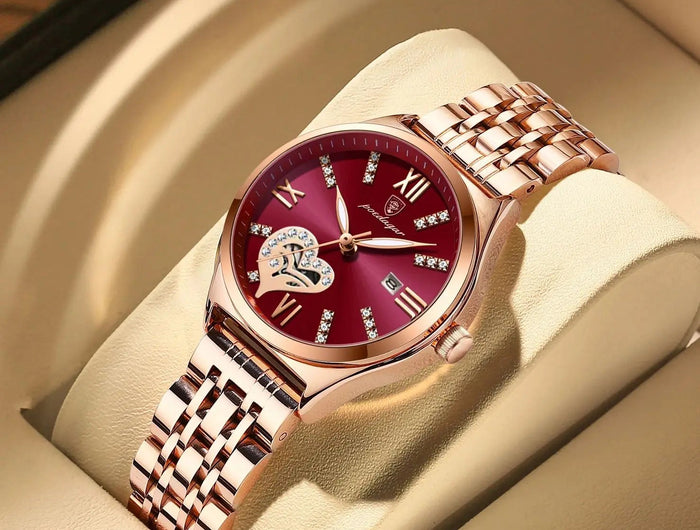 POEDAGAR Orologi di lusso da donna Orologio da donna impermeabile con data luminosa in acciaio inossidabile Orologio da polso da donna al quarzo alla moda elegante platinumshop