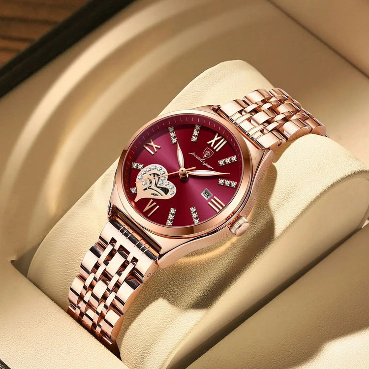 POEDAGAR Orologi di lusso da donna Orologio da donna impermeabile con data luminosa in acciaio inossidabile Orologio da polso da donna al quarzo alla moda elegante platinumshop