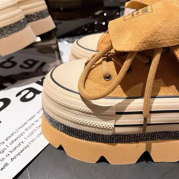 Autumn Winter High Heels Shoes Female Hip Hop Platform Chunky Sneakers Thick Bottom Shoes Short Ankle Boots Casual Fashion Shoe