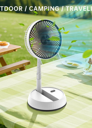 Ventilatore portatile oscillante in piedi con telecomando Ventilatore da tavolo pieghevole Ventilatore a piedistallo alimentato a batteria ricaricabile per il campeggio