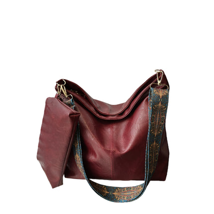Borsa tote in morbida PU a 2 pezzi, grande capacità, stile bohémien, con tracolla larga, borsa a spalla e a mano, regalo di compleanno ideale