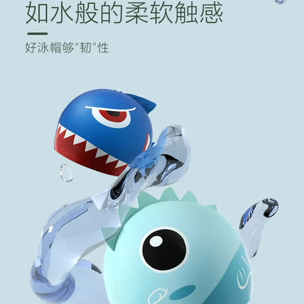 Cuffia da nuoto per bambini con dinosauro simpatico cartone animato Cuffia da nuoto per ragazzi e ragazze Cuffia da nuoto per bambini impermeabile ad alta elasticità in silicone morbido
