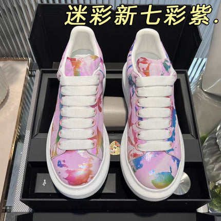 American European Fashion Casual Shoes Unisex White Platform Sneakers Man Sport Shoes In Printing Leather Women Heighten Loafers