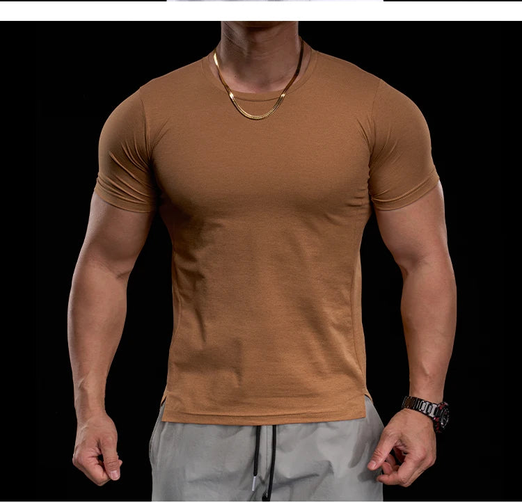 Abbigliamento da allenamento fitness da palestra da uomo T-shirt sportiva attillata a maniche corte