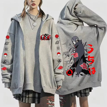 Naruto Uchiha Itachi New Japanese Anime Fashion Y2K Harajuku Men's Trendy Casual Sportswear Men's Couple Style Zip-Up Coat