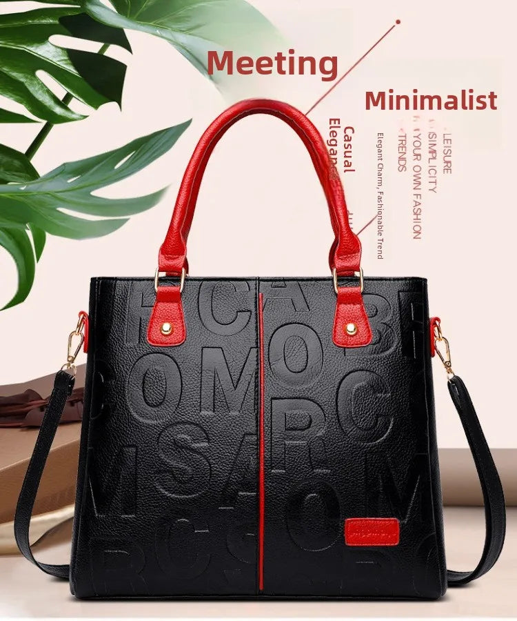 Ladies Large Capacity Leather Shoulder Bag 2025 New Style Urban Simple Tote Bag Women's Single Shoulder Bag Daily Match PlatiNum