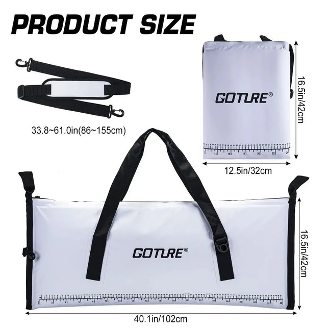 Goture Insulated Fish Bag Waterproof Leakproof Kill Bag with Shoulder Strap Portable Ice and Cold Storage for Fishing