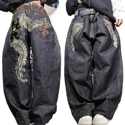 Streetwear New Fashion Stampa oversize Jeans larghi Y2K Harajuku Hip-hop Vintage Popolare Goth Pantaloni a gamba larga a vita alta Pantaloni