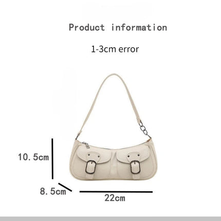 Fashion Pu Leather Women's Shoulder Bag Small Double Pocket Design Ladies Underarm Bags Y2k Vintage Female Handbags Clutch Purse PlatiNum
