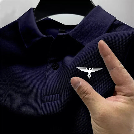 2025 New Men's Short sleeved Polo Shirt High end Fast drying Breathable Casual Fashion Business Sports Men's Clothing Summer PlatiNum