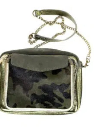 Borsa a spalla in pelle italiana con stampa animalier e dettagli dorati
