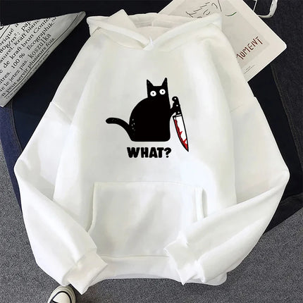 Cute Cat Print Hoodie for Woman 2025 Hot Sale Hooded Long Sleeve Pullover Autumn Girl Home Outdoor Comfort Casual Sweatshirt