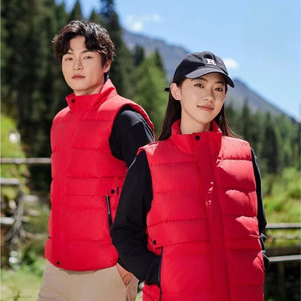 Winter High-density T400 Small-interval Warm Cotton-padded Vest Double Front Flap with Snap Buttons and Zippers