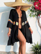Costume da bagno estivo bohémien lavorato a maglia con fiori Kimono Cardigan con volant sull'orlo Copricostume con scollo a V Costume da bagno copricostume floreale all'uncinetto platinumshop