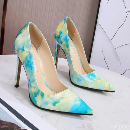 Tacchi alti dimagranti alla moda e sexy di grandi dimensioni Tacchi sottili Bocca poco profonda Punta a punta Tacchi alti di colore di nicchia Scarpe singole