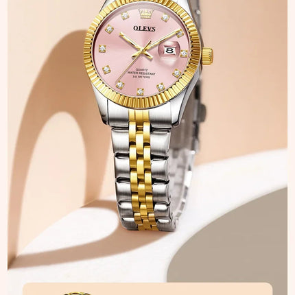OLEVS Orologio da donna Nuovo orologio al quarzo 3705 Orologio da donna con data luminosa impermeabile in acciaio inossidabile Reloj platinumshop