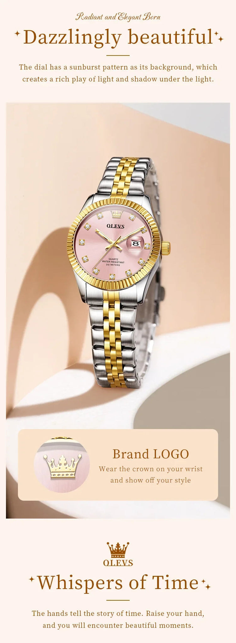 OLEVS Orologio da donna Nuovo orologio al quarzo 3705 Orologio da donna con data luminosa impermeabile in acciaio inossidabile Reloj platinumshop