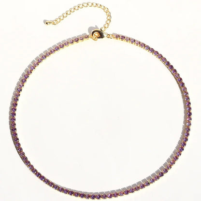 Lusso AAA + 3mm CZ 1 fila lucida catena da tennis collana HipHop ghiacciato Bling zircone cubico girocollo gioielli placcati in oro per le donne