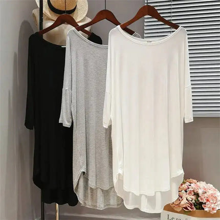 150 kg Plus Size Cuasal Camicia da notte Indumenti da notte da donna Pigiama allentato Manica corta T-shirt lunga Abito Modale Abbigliamento per la casa Pigiama platinumshop