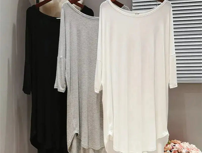 150 kg Plus Size Cuasal Camicia da notte Indumenti da notte da donna Pigiama allentato Manica corta T-shirt lunga Abito Modale Abbigliamento per la casa Pigiama platinumshop