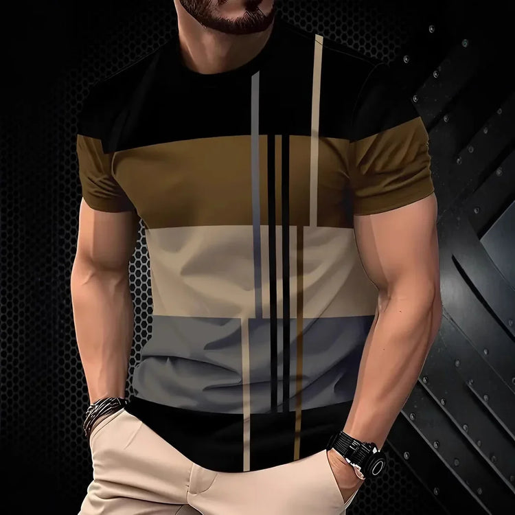 T-shirt da uomo estive 2026 con stampa 3D a righe, firmate, streetwear oversize a manica corta, top casual sportivi per tutti i giorni