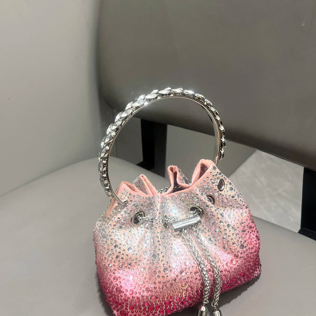Handle Rhinestones Evening clutch Bag Purses and handbag luxury Designer shoulder bag Shiny Crystal Clutch purse bucket bag PlatiNum