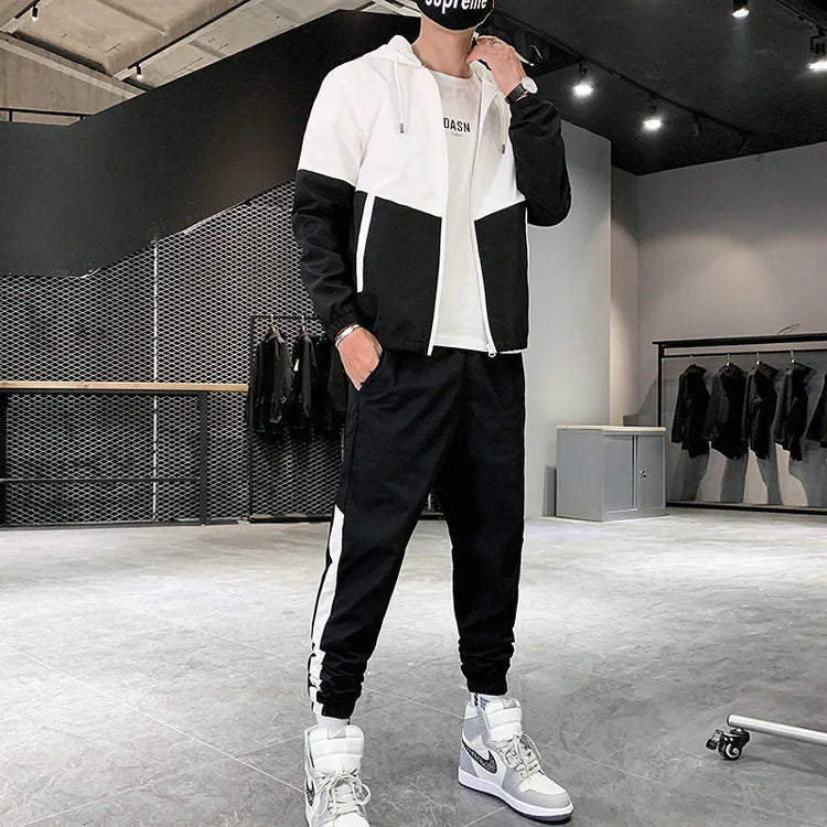 M-6XL-New-Men's-Sportswear-Set-from-Japan-South-Korea-Autumn-Casual-Wear-Men's-Hooded-Jacket-Leg-Tied-Pants-Trendy-Casual-Suit