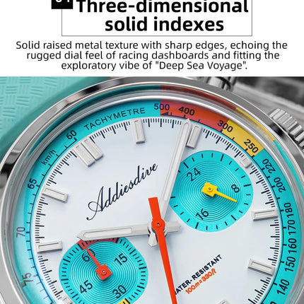 ADDIESDIVE HOT 38mm Men's Watch AD2549 BGW9 Super Luminous Fluorocarbon Rubber 10Bar Waterproof 0S21 Chronograph Quartz Watches
